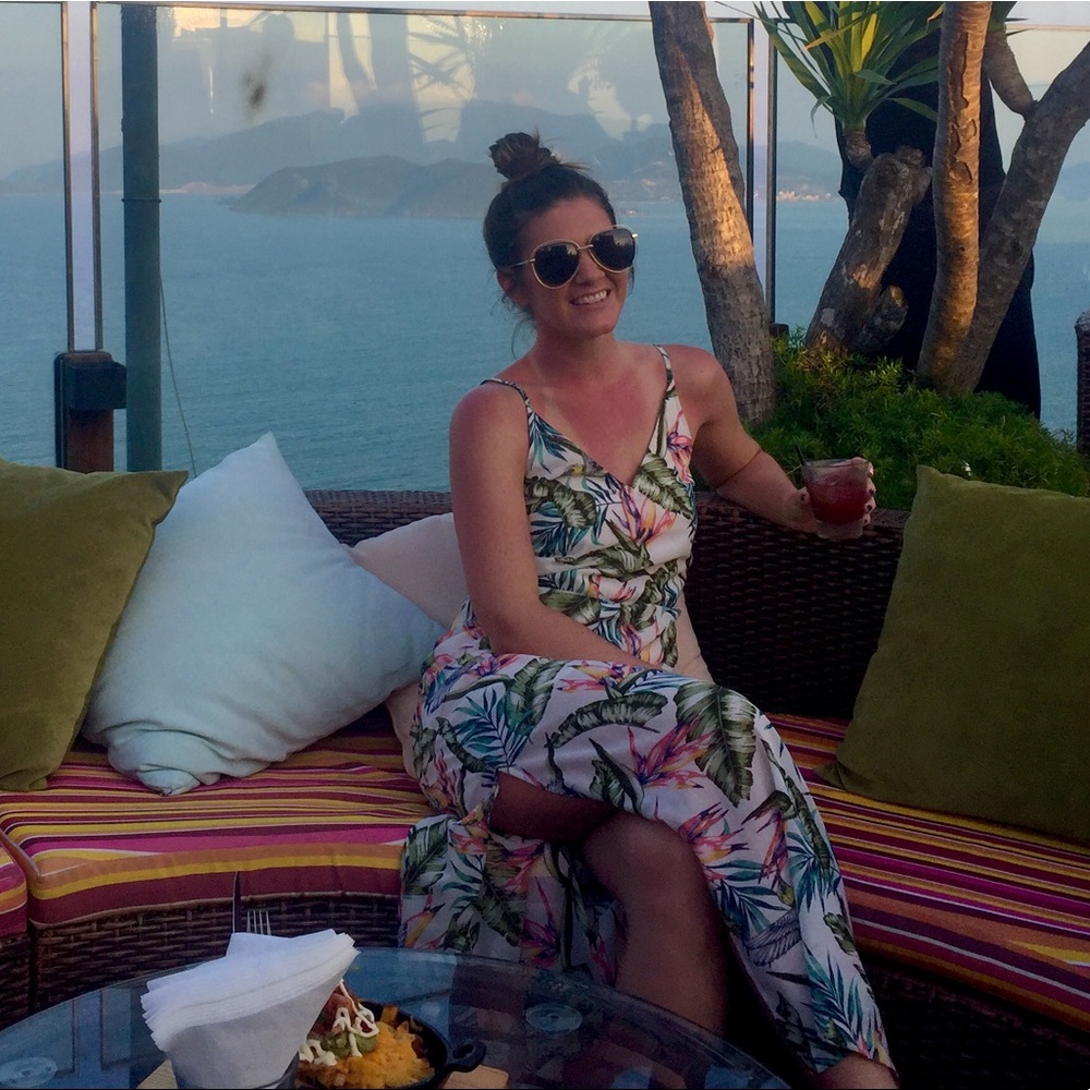 White Floral Maxi Dress with Side Slits